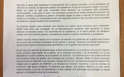 Ganar Alcorcón solicita una reunión a David Pérez para dar una solución a la vergonzante suciedad en el municipio