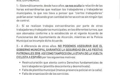 La irresponsabilidad del Partido Popular en la gestión de la Policía Municipal puede dejar sin seguridad a la fiestas municipales y a la Vuelta Ciclista a España  